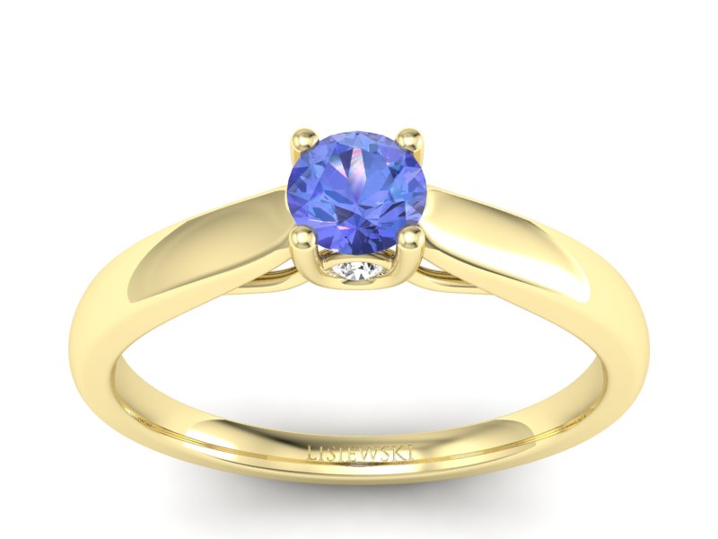 Pierścionek z tanzanitem i brylantami żółte złoto - p16442zt - 1