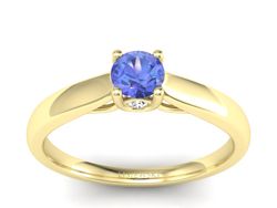 Pierścionek z tanzanitem i brylantami żółte złoto - p16442zt