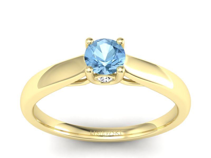 Złoty pierścionek z topazem i brylantami - p16442ztp - 1