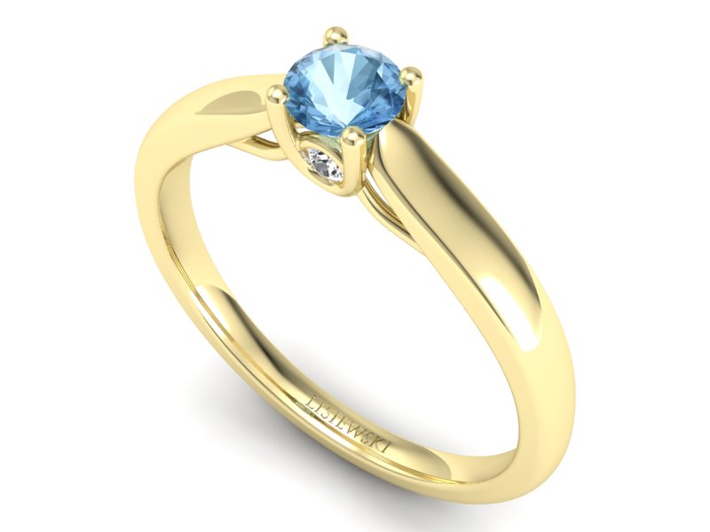Złoty pierścionek z topazem i brylantami - p16442ztp - 3