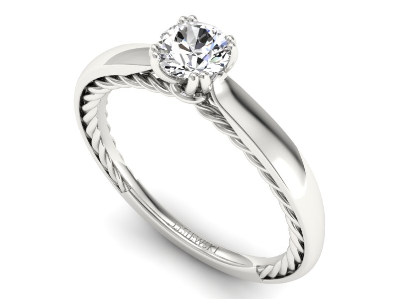 Złoty pierścionek z brylantem białe złoto - p16443b - 3