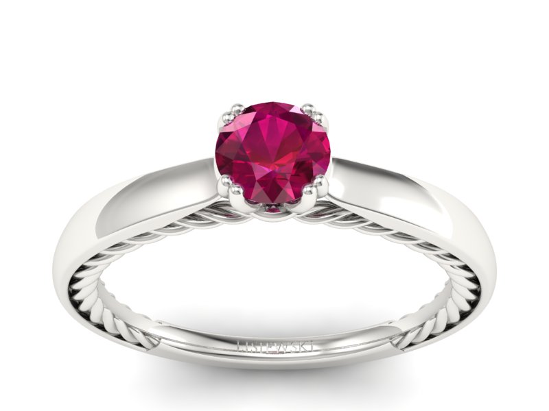 Złoty pierścionek z rubinem białe złoto - p16443br - 1