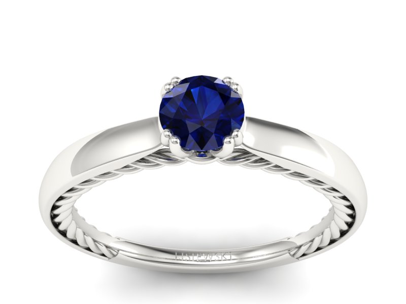 Złoty pierścionek z szafirem białe złoto - p16443bsz - 1