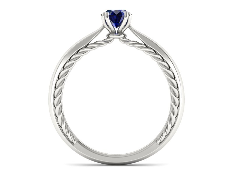 Złoty pierścionek z szafirem białe złoto - p16443bsz - 2