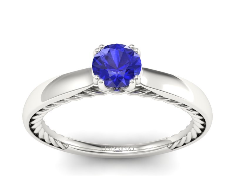 Złoty pierścionek z szafirem brylantowy szlif - p16443bszc - 1