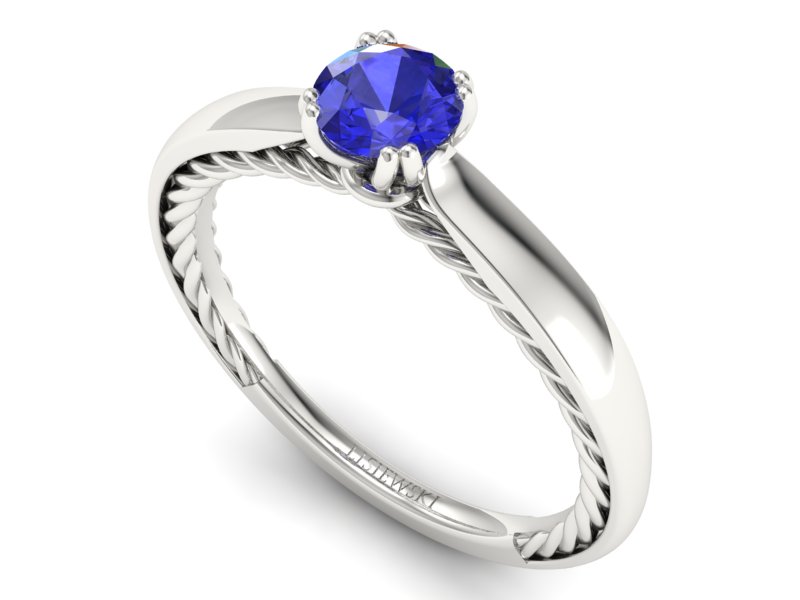 Złoty pierścionek z szafirem brylantowy szlif - p16443bszc - 3