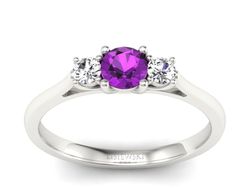 Złoty pierścionek z ametystem i brylantami - p16449bat