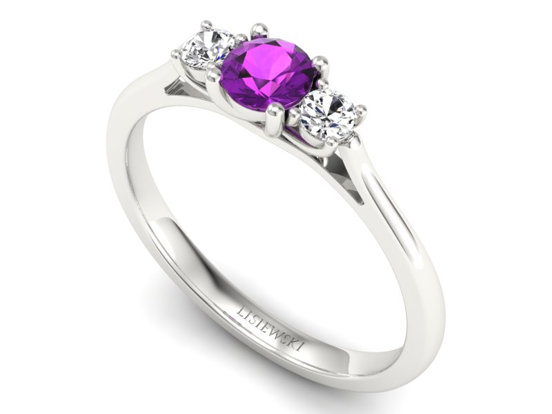 Złoty pierścionek z ametystem i brylantami - p16449bat - 3