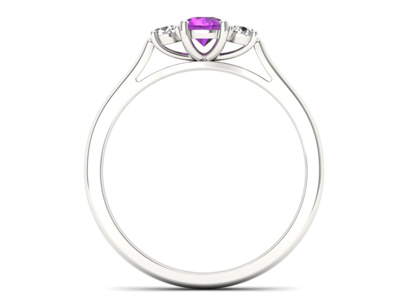 Złoty pierścionek z ametystem i brylantami - p16449bat - 2