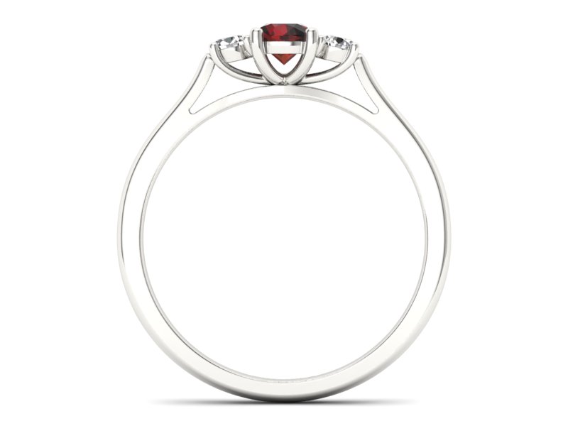 Pierścionek z granatem i brylantami białe złoto - p16449bgr - 2