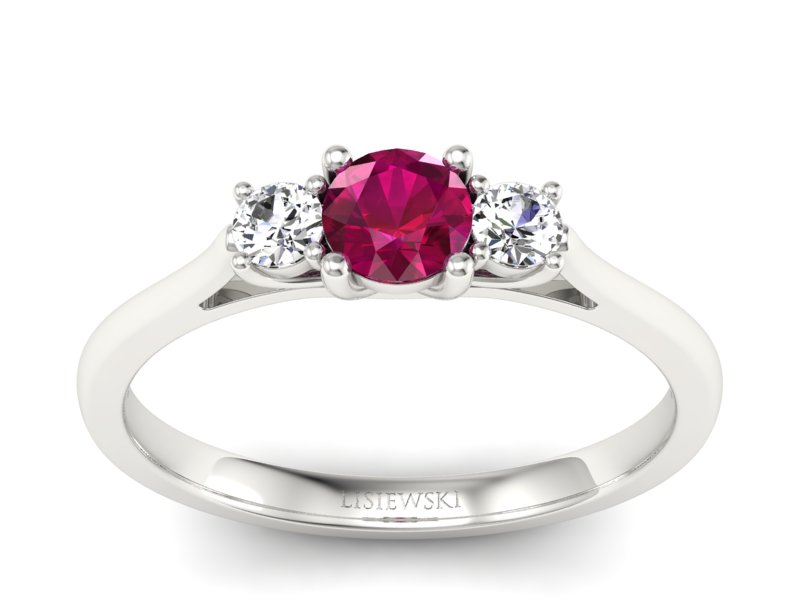 Pierścionek z rubinem i brylantami białe złoto - p16449br - 1