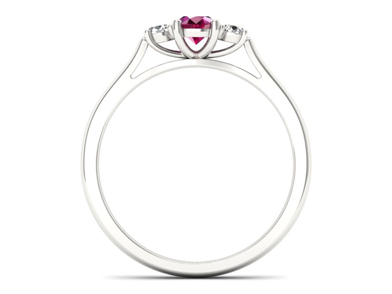 Pierścionek z rubinem i brylantami białe złoto - p16449br - 2