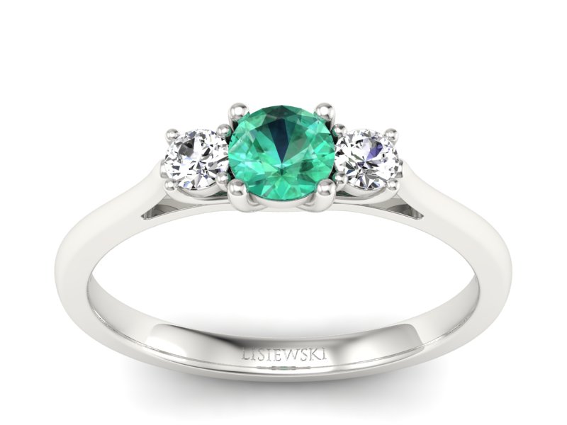 Złoty pierścionek ze szmaragdem i brylantami - p16449bsm - 1