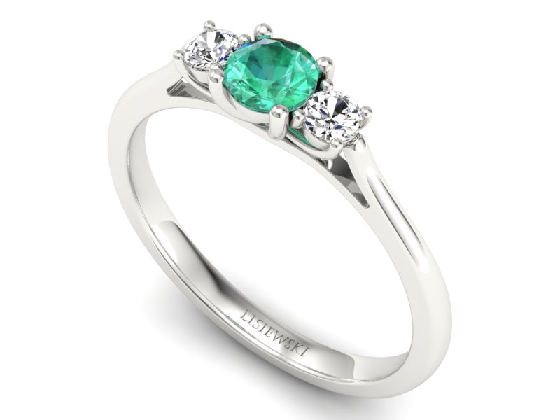 Złoty pierścionek ze szmaragdem i brylantami - p16449bsm - 3