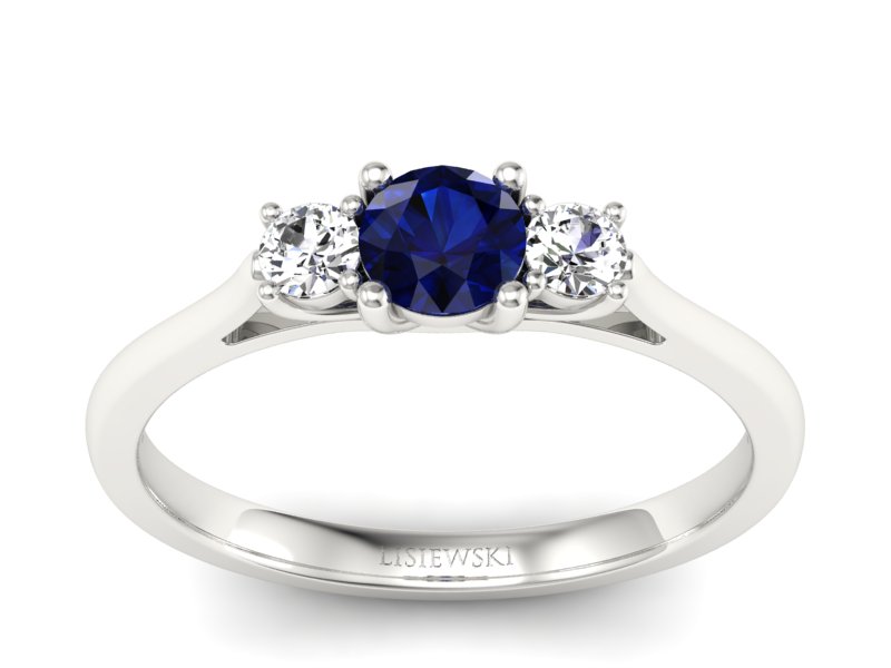 Pierścionek z szafirem i brylantami białe złoto - p16449bsz - 1