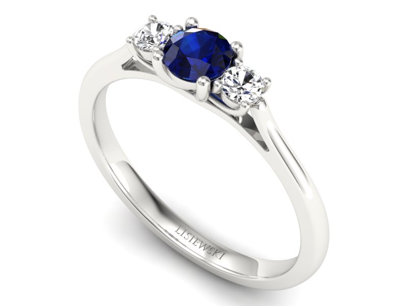 Pierścionek z szafirem i brylantami białe złoto - p16449bsz - 3