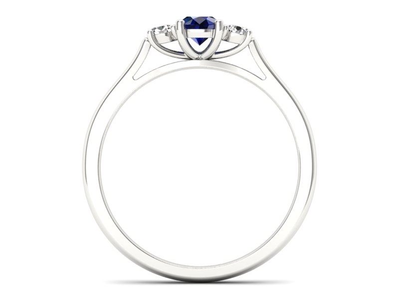 Pierścionek z szafirem i brylantami białe złoto - p16449bsz - 2