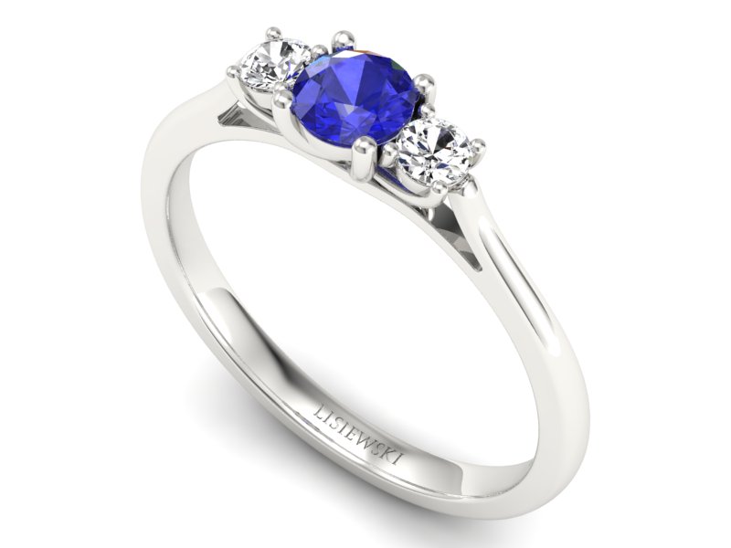 Pierścionek z szafirem i brylantami białe złoto - p16449bszc - 3