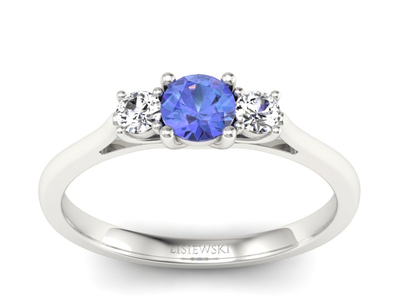 Pierścionek z tanzanitem białe złoto i brylantami - p16449bt - 1