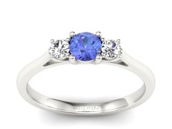 Pierścionek z tanzanitem białe złoto i brylantami - p16449bt