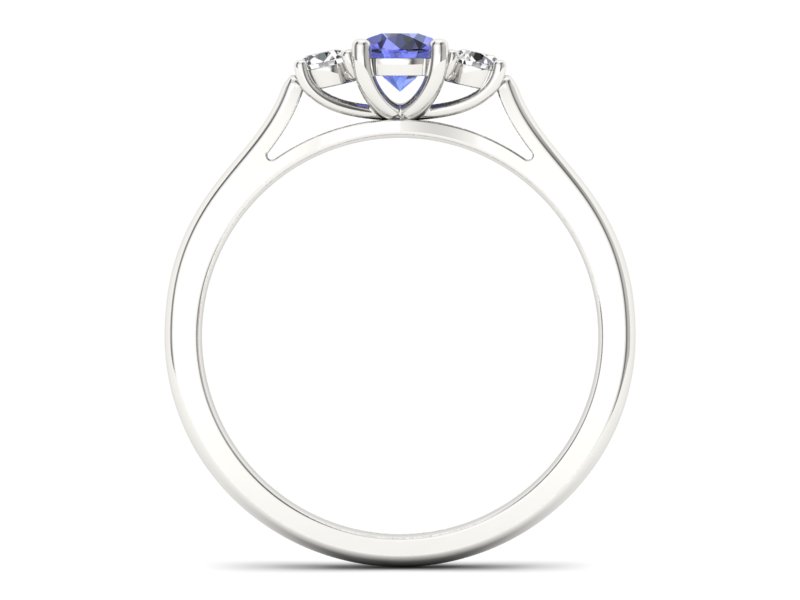 Pierścionek z tanzanitem białe złoto i brylantami - p16449bt - 2