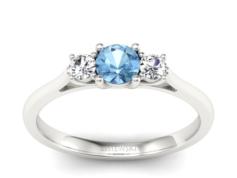Pierścionek z topazem i brylantami białe złoto - p16449btp - 1