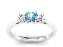 Pierścionek z topazem i brylantami białe złoto - p16449btp