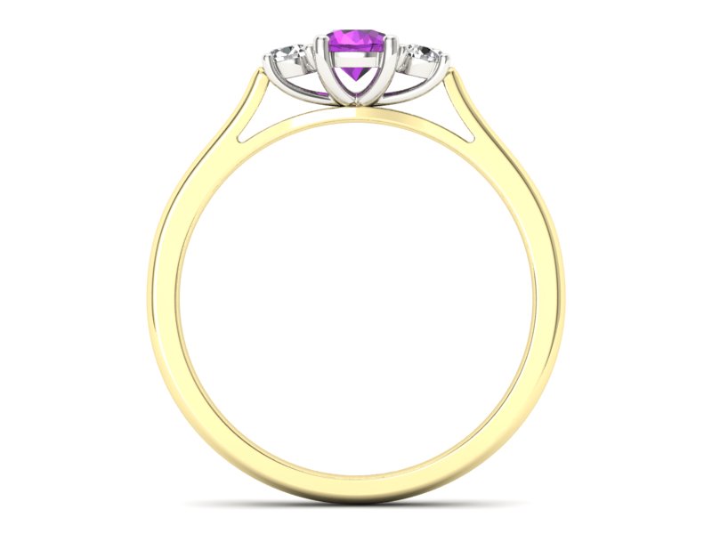 Pierścionek z ametystem i brylantami - p16449zbat - 2