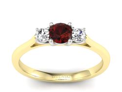 Złoty pierścionek z granatem i diamentami - p16449zbgr