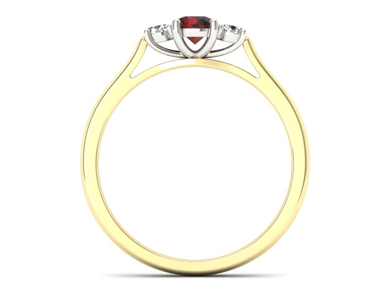 Złoty pierścionek z granatem i diamentami - p16449zbgr - 2