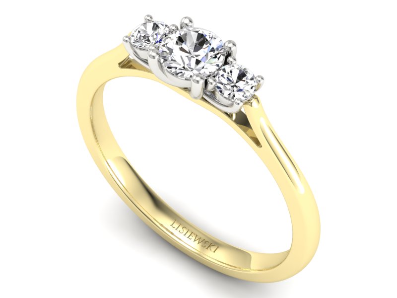 Pierścionek z diamentami żółte i białe złoto - p16449zbP - 3