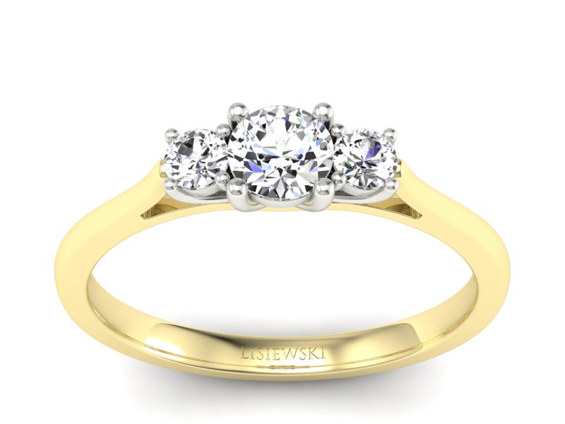 Pierścionek z diamentami żółte i białe złoto - p16449zbP - 1