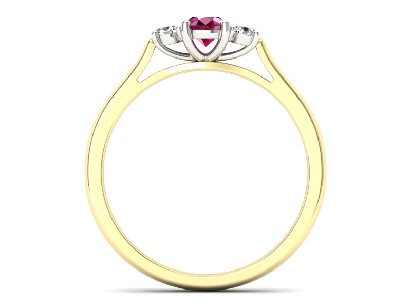 Pierścionek rubin i diament żółte białe złoto - p16449zbr - 2