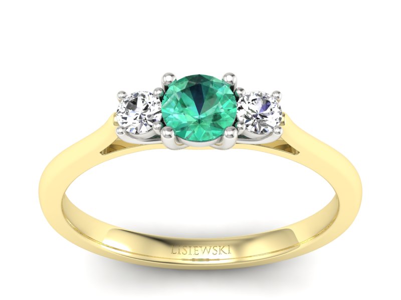 Złoty pierścionek ze szmaragdem i diamentami - p16449zbsm - 1