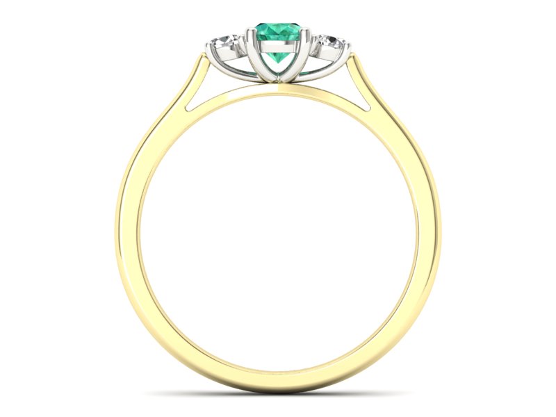 Złoty pierścionek ze szmaragdem i diamentami - p16449zbsm - 2