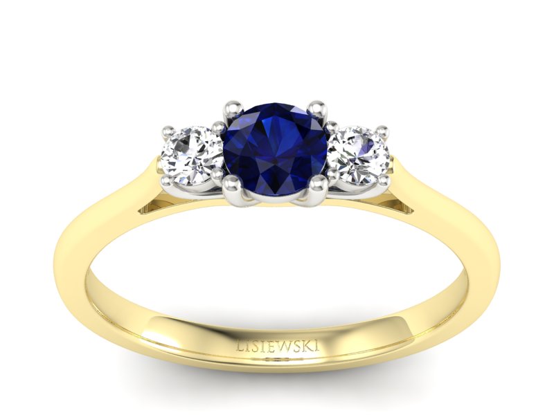 Pierścionek z szafirami i diamentami - p16449zbsz - 1