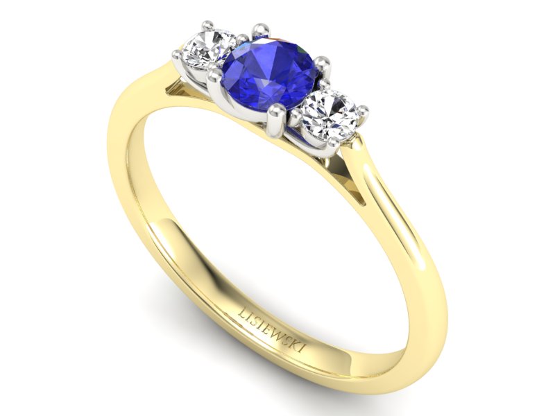 Pierścionek z szafirem i diamentami - p16449zbszc - 3