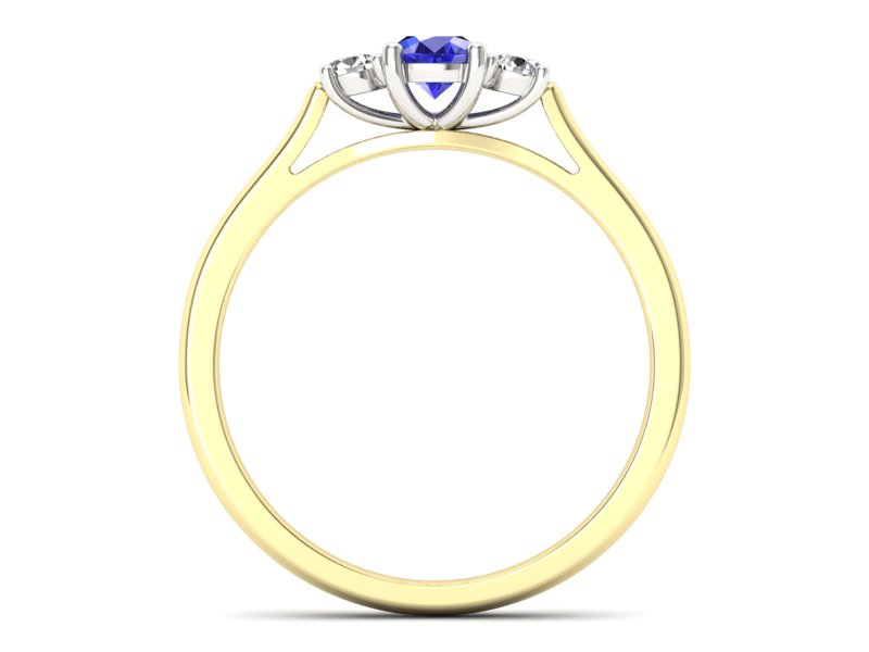 Pierścionek z szafirem i diamentami - p16449zbszc - 2