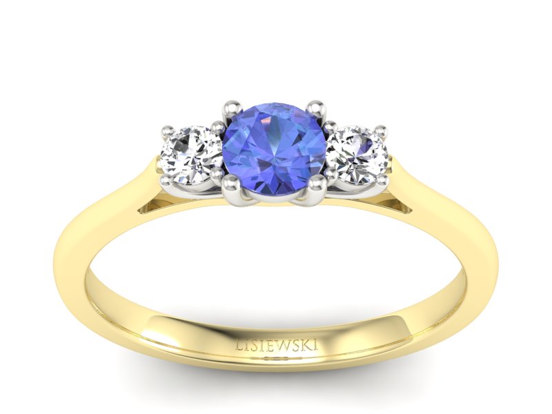 Złoty pierścionek z tanzanitem i brylantami - p16449zbt - 1