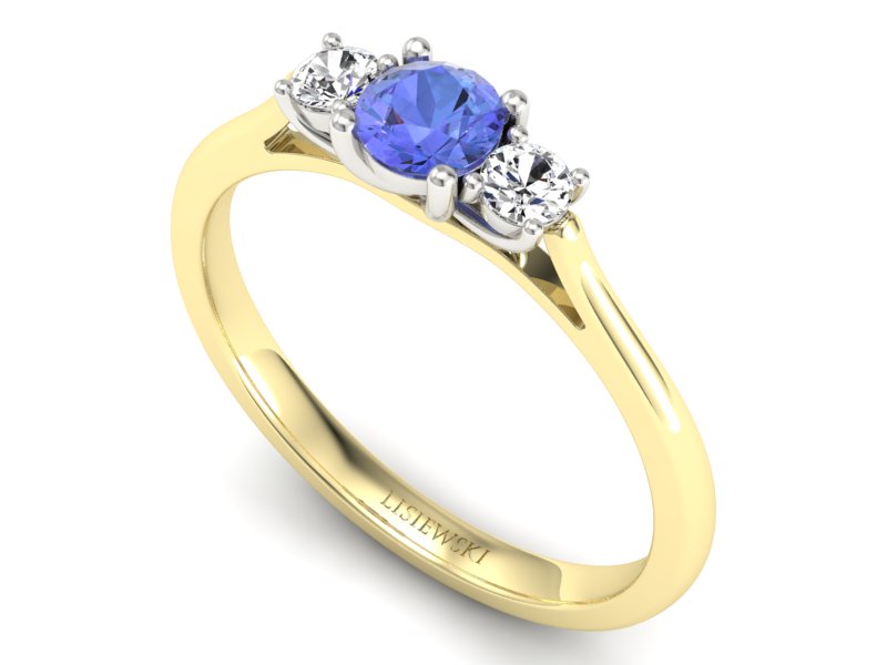 Złoty pierścionek z tanzanitem i brylantami - p16449zbt - 3