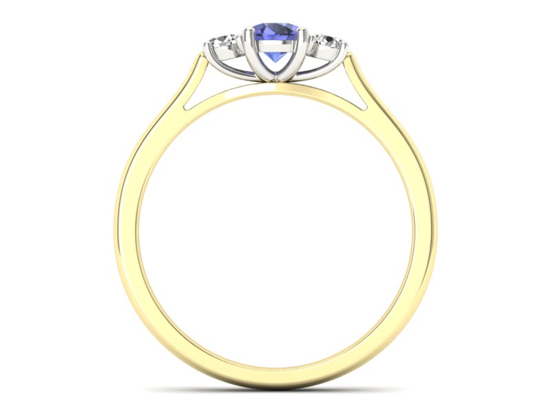 Złoty pierścionek z tanzanitem i brylantami - p16449zbt - 2