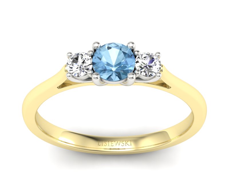 Złoty pierścionek topaz i brylanty złoto - p16449zbtp - 1