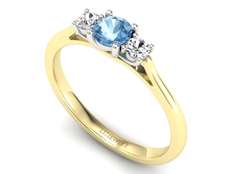 Złoty pierścionek topaz i brylanty złoto - p16449zbtp - 3