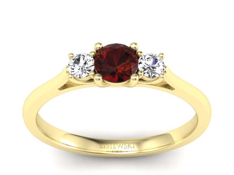 Złoty pierścionek z granatem i brylantami - p16449zgr - 1