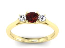 Złoty pierścionek z granatem i brylantami - p16449zgr