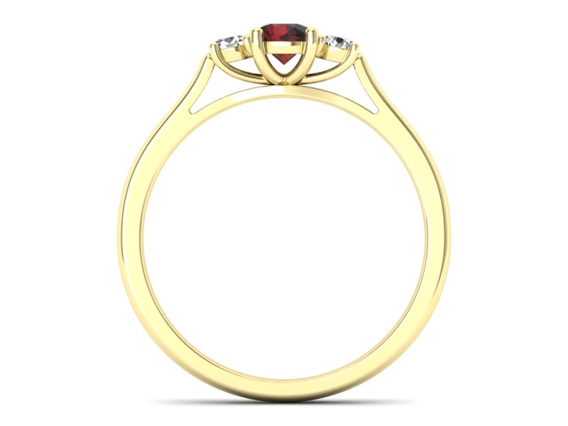 Złoty pierścionek z granatem i brylantami - p16449zgr - 2