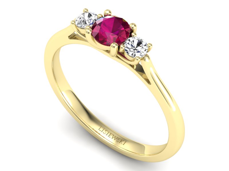 Złoty pierścionek z rubinem i brylantami - p16449zr - 3