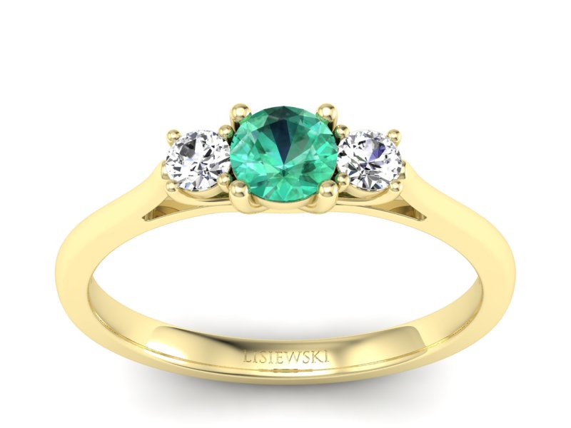 Złoty pierścionek ze szmaragdem i brylantami - p16449zsm - 1