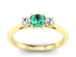 Złoty pierścionek ze szmaragdem i brylantami - p16449zsm