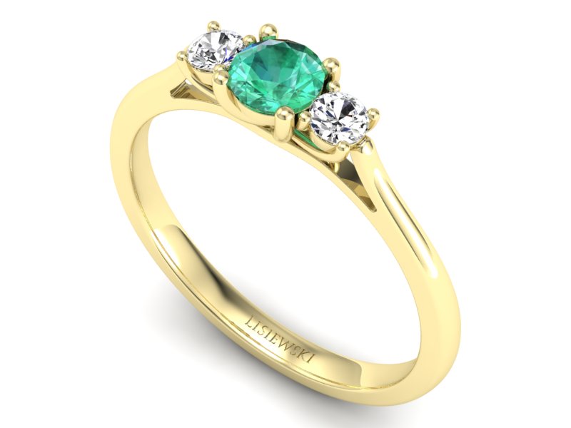 Złoty pierścionek ze szmaragdem i brylantami - p16449zsm - 3